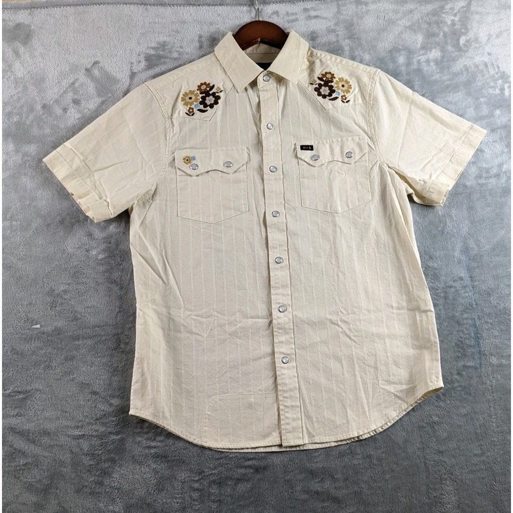 Howler Brothers Shirt Men S Crosscut Deluxe Flower Power Pearl Snap Short Sleeve